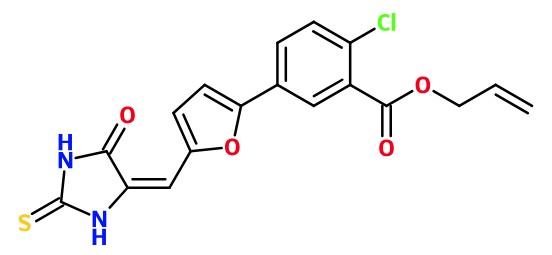 (image for) MC085349 2-Chloro-5-[5-(5-oxo-2-thioxo-imidazolidin-4-ylidenemethyl)-furan-2-yl]-benzoic acid allyl ester